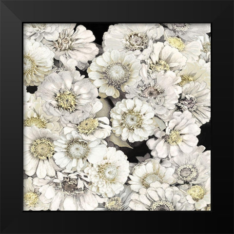 Floral Abundance in Ivory Black Modern Wood Framed Art Print by Bennett, Kate