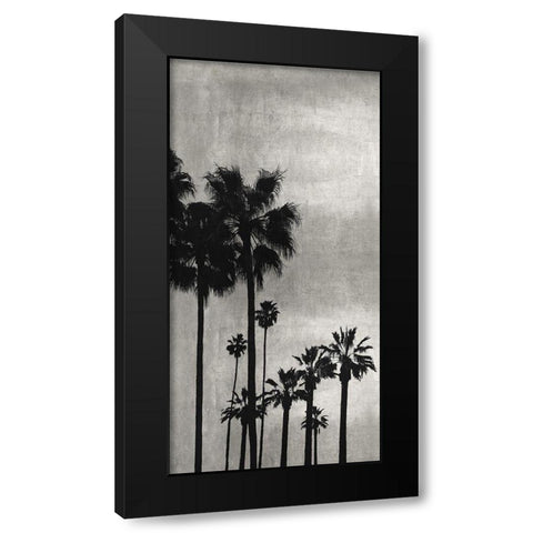 Palm Silhouette on Silver I Black Modern Wood Framed Art Print with Double Matting by Bennett, Kate