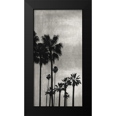 Palm Silhouette on Silver I Black Modern Wood Framed Art Print by Bennett, Kate