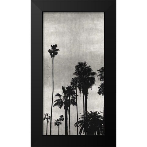 Palm Silhouette on Silver II Black Modern Wood Framed Art Print by Bennett, Kate