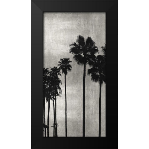 Palm Silhouette on Silver III Black Modern Wood Framed Art Print by Bennett, Kate