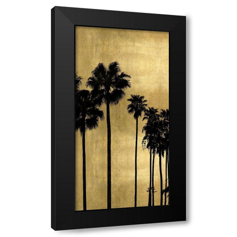 Palm Silhouette on Gold I Black Modern Wood Framed Art Print by Bennett, Kate
