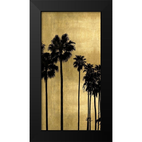 Palm Silhouette on Gold I Black Modern Wood Framed Art Print by Bennett, Kate