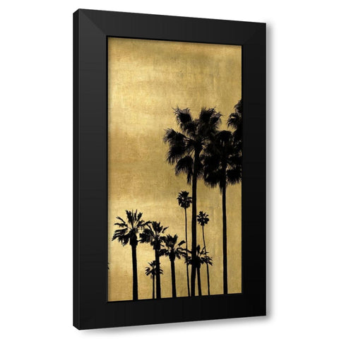 Palm Silhouette on Gold II Black Modern Wood Framed Art Print with Double Matting by Bennett, Kate
