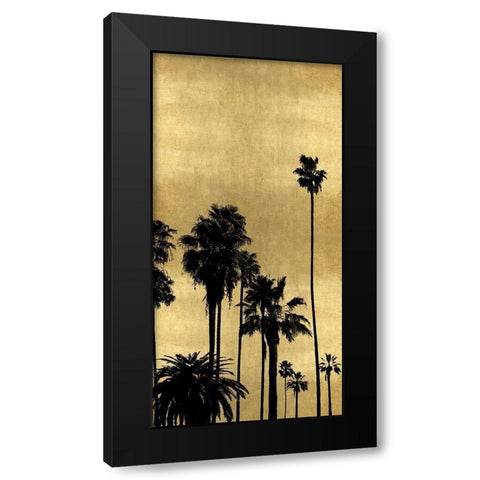 Palm Silhouette on Gold III Black Modern Wood Framed Art Print by Bennett, Kate