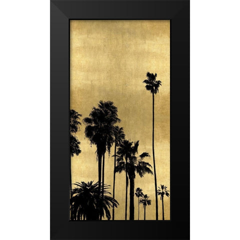 Palm Silhouette on Gold III Black Modern Wood Framed Art Print by Bennett, Kate