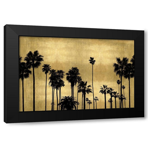 Palm Row on Gold Black Modern Wood Framed Art Print by Bennett, Kate