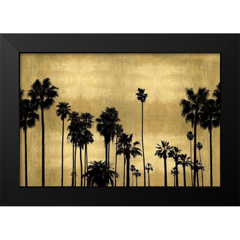 Palm Row on Gold Black Modern Wood Framed Art Print by Bennett, Kate