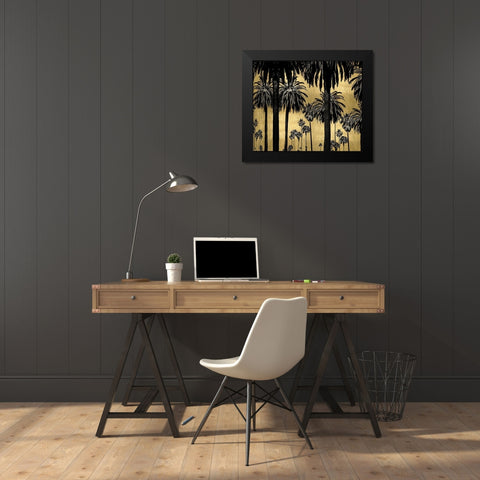 Palms on Gold Black Modern Wood Framed Art Print by Bennett, Kate