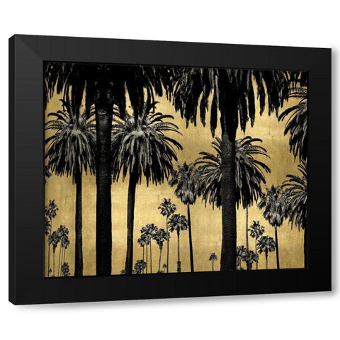 Palms on Gold Black Modern Wood Framed Art Print by Bennett, Kate