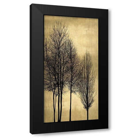 Tree Silhutette on Gold I Black Modern Wood Framed Art Print with Double Matting by Bennett, Kate