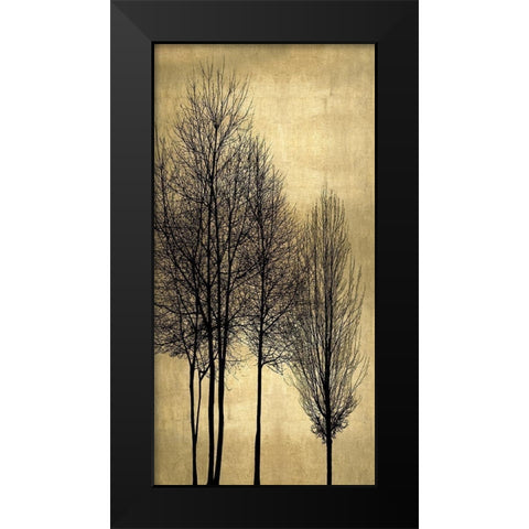 Tree Silhutette on Gold I Black Modern Wood Framed Art Print by Bennett, Kate