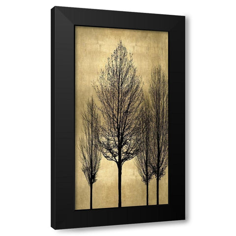 Tree Silhutette on Gold II Black Modern Wood Framed Art Print with Double Matting by Bennett, Kate