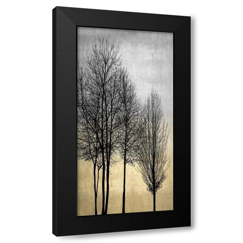 Trees on Silver and Gold I Black Modern Wood Framed Art Print with Double Matting by Bennett, Kate