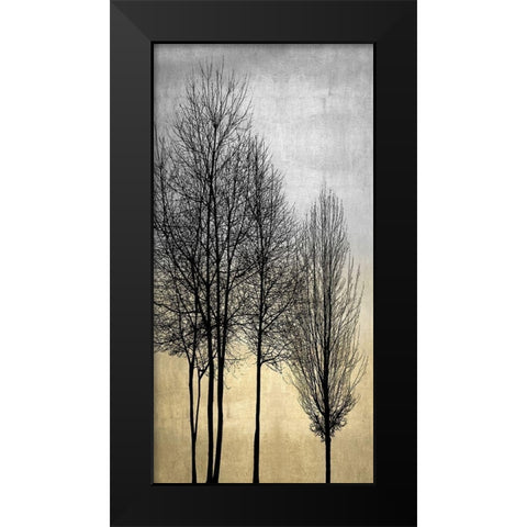 Trees on Silver and Gold I Black Modern Wood Framed Art Print by Bennett, Kate