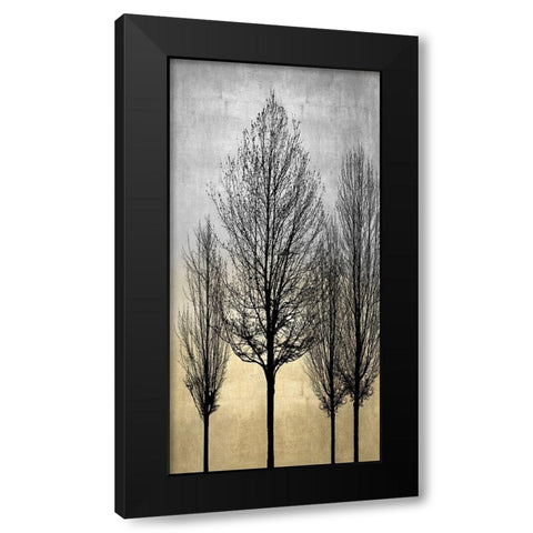 Trees on Silver and Gold II Black Modern Wood Framed Art Print with Double Matting by Bennett, Kate