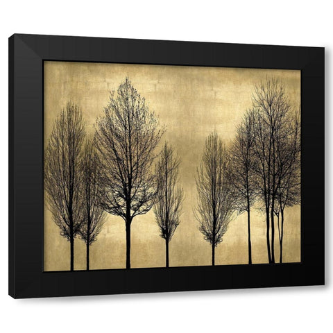 Trees on Gold  Black Modern Wood Framed Art Print with Double Matting by Bennett, Kate