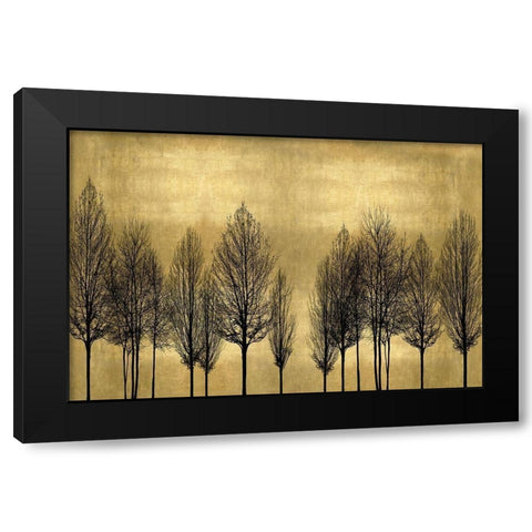 Tree Line on Gold Black Modern Wood Framed Art Print with Double Matting by Bennett, Kate