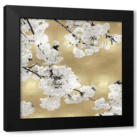 Blossoms on Gold III Black Modern Wood Framed Art Print with Double Matting by Bennett, Kate