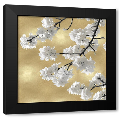 Blossoms on Gold IV Black Modern Wood Framed Art Print with Double Matting by Bennett, Kate