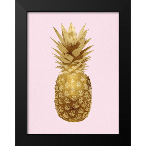 Pineapple Gold on Pink I Black Modern Wood Framed Art Print by Bennett, Kate