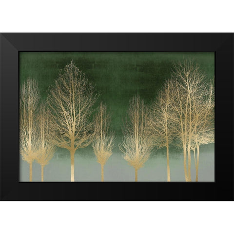 Gold Forest on Green Black Modern Wood Framed Art Print by Bennett, Kate