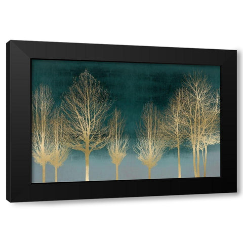 Gold Forest on Teal Black Modern Wood Framed Art Print with Double Matting by Bennett, Kate