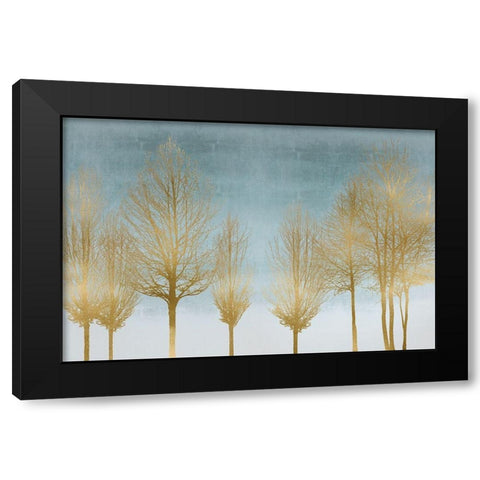 Gold Forest on Aqua Black Modern Wood Framed Art Print with Double Matting by Bennett, Kate