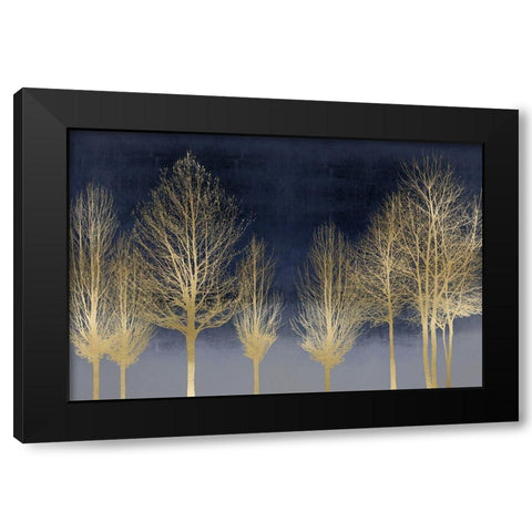 Gold Forest on Blue Black Modern Wood Framed Art Print by Bennett, Kate