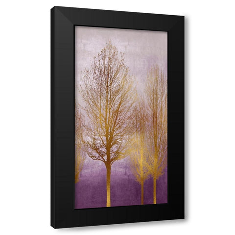 Gold Trees on Purple Panel I  Black Modern Wood Framed Art Print with Double Matting by Bennett, Kate