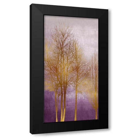 Gold Trees on Purple Panel II Black Modern Wood Framed Art Print with Double Matting by Bennett, Kate