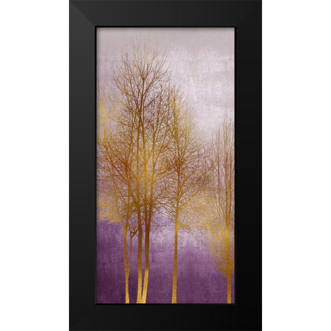 Gold Trees on Purple Panel II Black Modern Wood Framed Art Print by Bennett, Kate