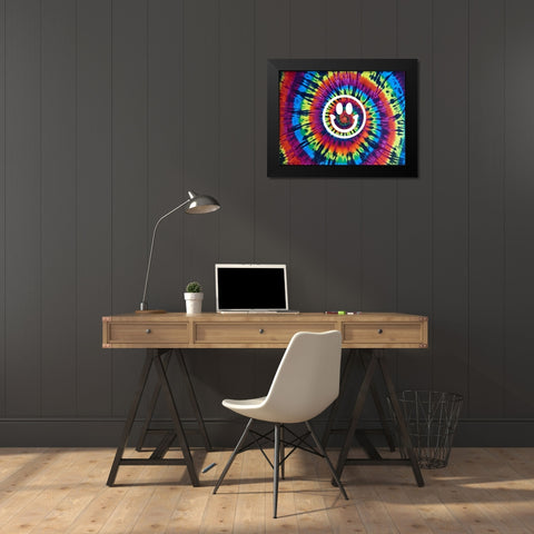 Tie Dye Rainbow Happy Face Black Modern Wood Framed Art Print by Kearns, Molly