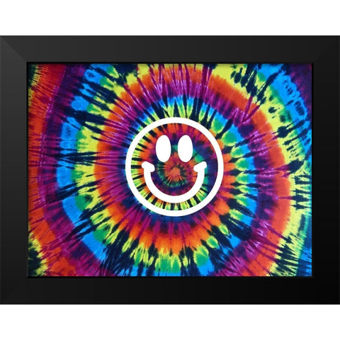 Tie Dye Rainbow Happy Face Black Modern Wood Framed Art Print by Kearns, Molly