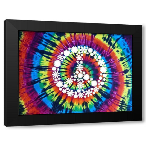 Tie Dye Rainbow Peace Sign II Black Modern Wood Framed Art Print by Kearns, Molly