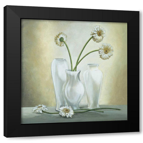 Vasi bianchi con gerbere Black Modern Wood Framed Art Print by Corradini, Lisa