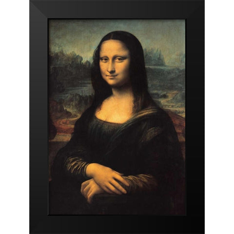 Mona Lisa Black Modern Wood Framed Art Print by Da Vinci, Leonardo