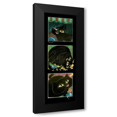 A Cat Never Tells-Trio II Black Modern Wood Framed Art Print with Double Matting by Seeley, Laura