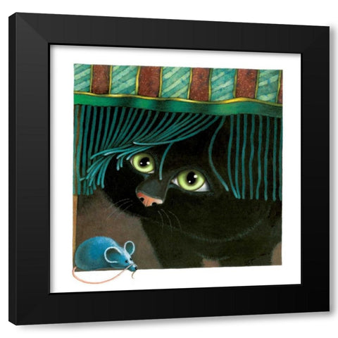 Peek-A-Boo (Green) Black Modern Wood Framed Art Print with Double Matting by Seeley, Laura
