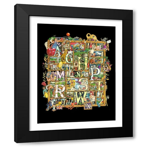 Shadowbox Hunt -Alphabet Soup Black Modern Wood Framed Art Print by Seeley, Laura