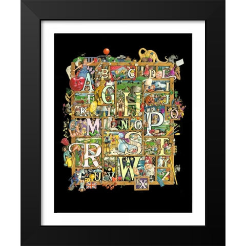Shadowbox Hunt -Alphabet Soup Black Modern Wood Framed Art Print by Seeley, Laura