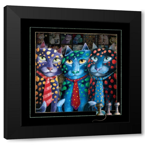 The Corporate Cats (Black Ches Black Modern Wood Framed Art Print with Double Matting by Seeley, Laura