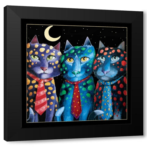 The Corporate Cats (Black)) Black Modern Wood Framed Art Print with Double Matting by Seeley, Laura