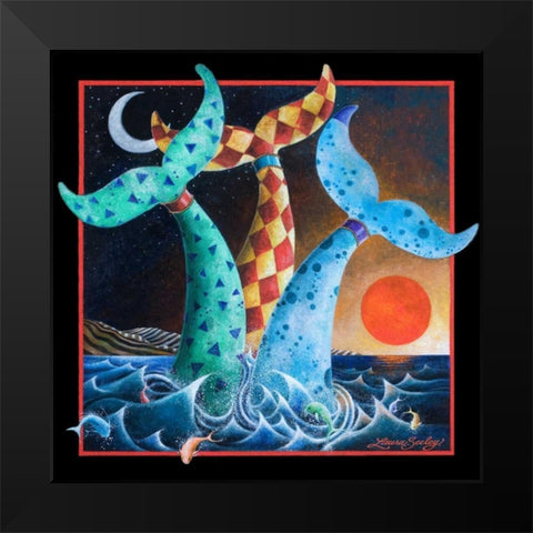 Splash Dance Black Modern Wood Framed Art Print by Seeley, Laura