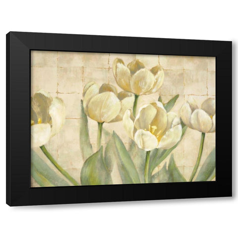 White Tulips on Ivory Black Modern Wood Framed Art Print by Mckee, Lauren