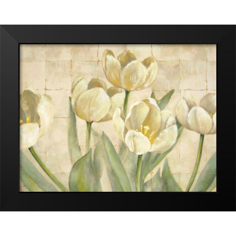 White Tulips on Ivory Black Modern Wood Framed Art Print by Mckee, Lauren