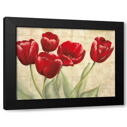 Red Tulips on Ivory Black Modern Wood Framed Art Print by Mckee, Lauren