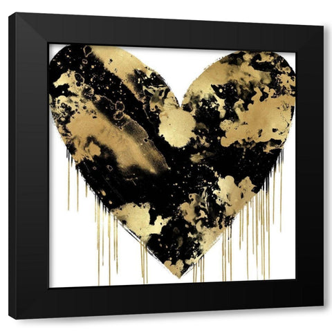 Big Hearted Black and Gold Black Modern Wood Framed Art Print with Double Matting by Rodgers, Lindsay
