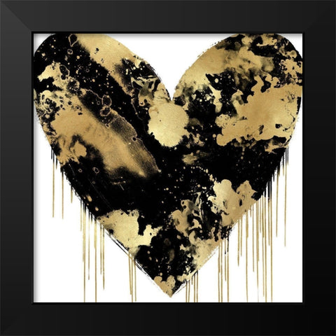 Big Hearted Black and Gold Black Modern Wood Framed Art Print by Rodgers, Lindsay