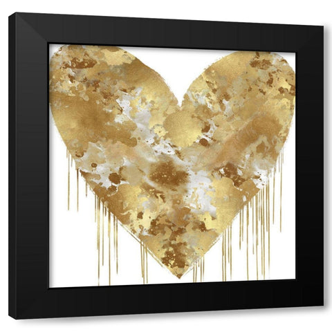 Big Hearted Gold and White Black Modern Wood Framed Art Print with Double Matting by Rodgers, Lindsay